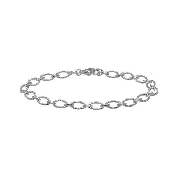 925 Sterling Silver Oval Texture Cable Chain Bracelet The Ring Austin Round Rock, TX