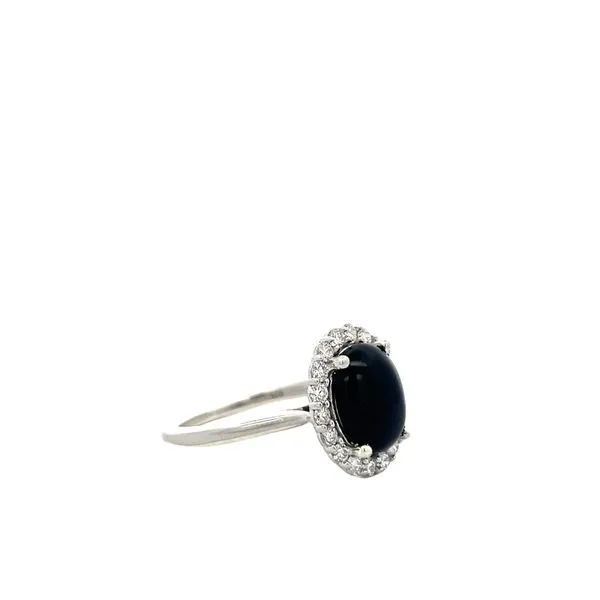 1/2CTW 925 Mined Diamond Simple Halo With Oval Black Onyx Cabochon Ring Image 2 The Ring Austin Round Rock, TX