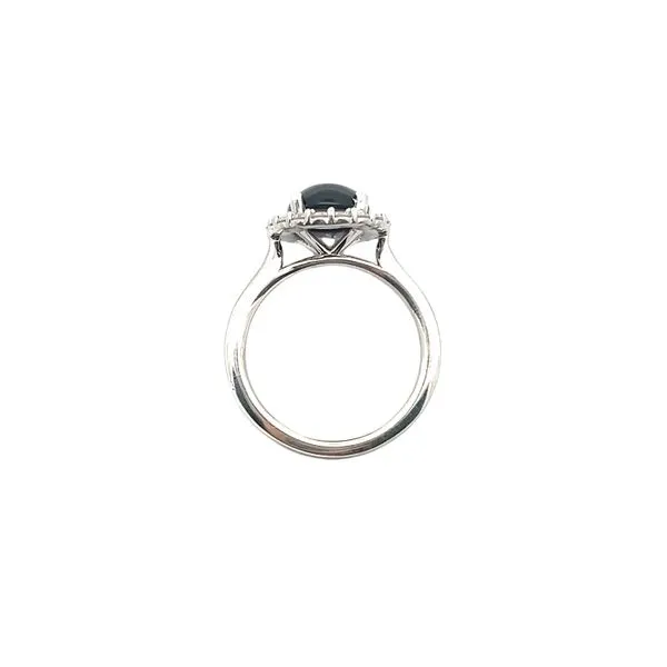 1/2CTW 925 Mined Diamond Simple Halo With Oval Black Onyx Cabochon Ring Image 3 The Ring Austin Round Rock, TX
