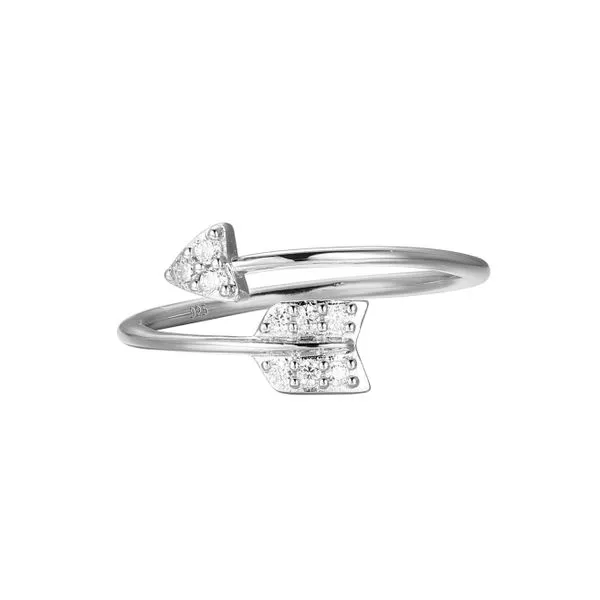 1/10CTW 925 Rhodium-Plated Sterling Silver Lab Grown Diamond Arrow Bypass Ring The Ring Austin Round Rock, TX