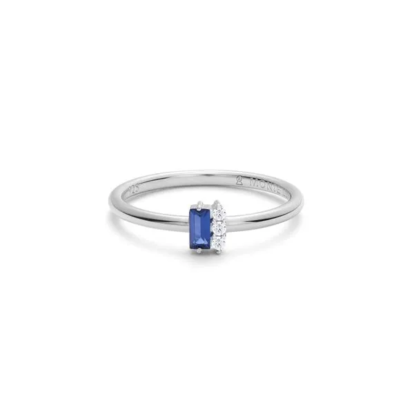 1/20CTW 925 Rhodium-Plated Sterling Silver Lab-Created Sapphire Baguette & Diamond Round Cluster Ring The Ring Austin Round Rock, TX