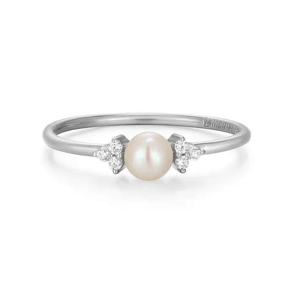 1/20CTW 925 Rhodium-Plated Sterling Silver Genuine Pearl & Lab-Created Diamond Cluster Ring The Ring Austin Round Rock, TX