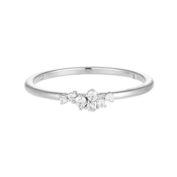 1/10CTW 925 Rhodium-Plated Sterling Silver Scattered Lab-Created Diamond Stackable Ring The Ring Austin Round Rock, TX