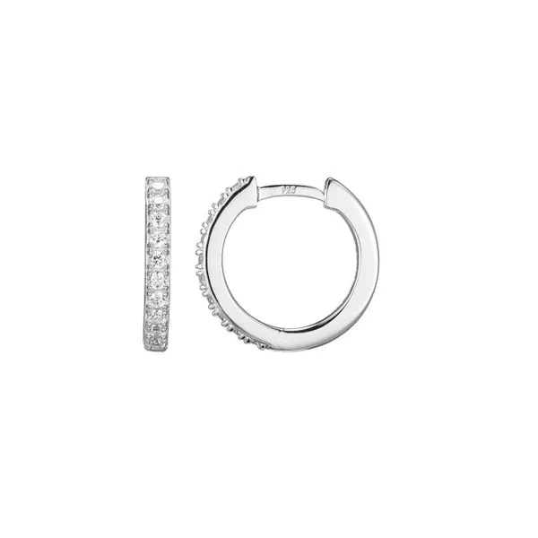 1/4CTW 925 Rhodium-Plated Sterling Silver Petite Lab Grown Diamond Hoop Earrings The Ring Austin Round Rock, TX