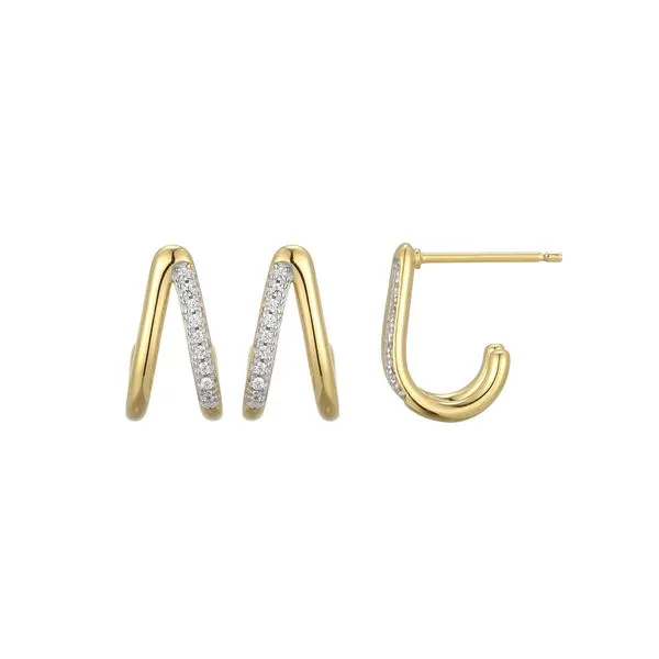 1/20CTW 925 14K YG Plated & Rhodium Sterling Silver Split Hoop Lab-Created Diamond Huggie Stud Earrings The Ring Austin Round Rock, TX