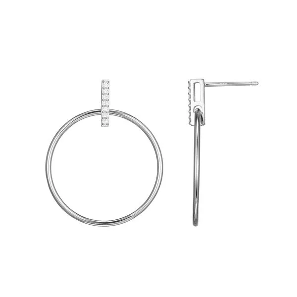 1/15CTW 925 Rhodium-Plated Sterling Silver Front Hoop Stud Earrings The Ring Austin Round Rock, TX