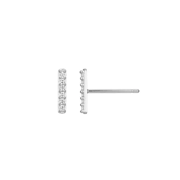 1/10CTW 925 Rhodium-Plated Sterling Silver Lab Grown Diamond Bar Stud Earrings The Ring Austin Round Rock, TX