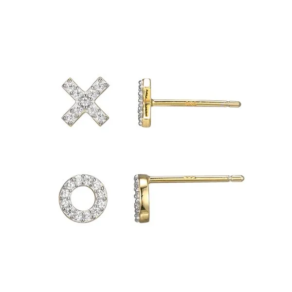 1/10CTW 925 14K YG Plated Sterling Silver XO Stud Earrings The Ring Austin Round Rock, TX
