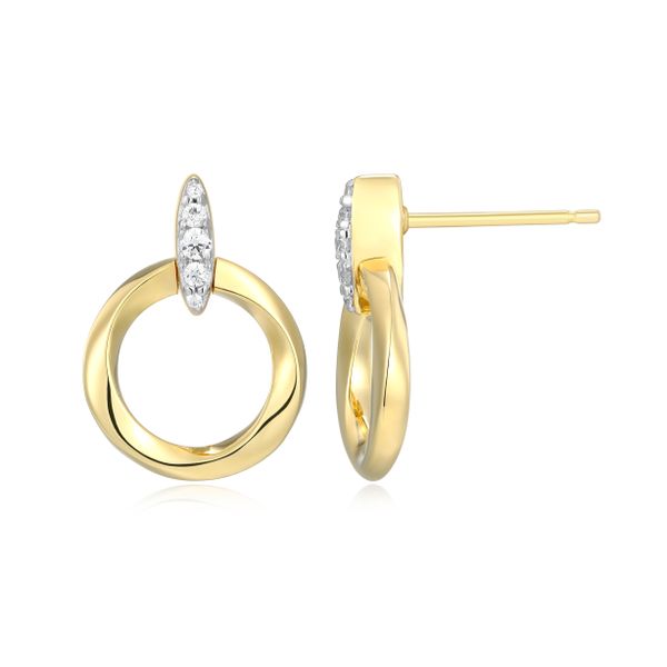 1/10CTW 925 14K YG Plated Sterling Silver Knife Edge Circle Link Lab Grown Diamond Stud Earrings GH,SI Image 2 The Ring Austin Round Rock, TX