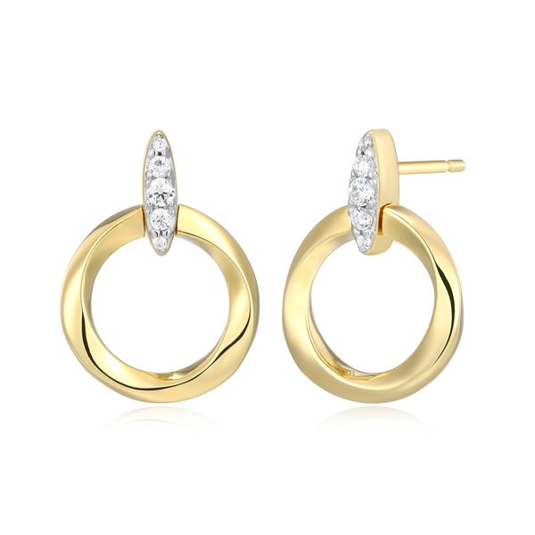 1/10CTW 925 14K YG Plated Sterling Silver Knife Edge Circle Link Lab Grown Diamond Stud Earrings GH,SI The Ring Austin Round Rock, TX