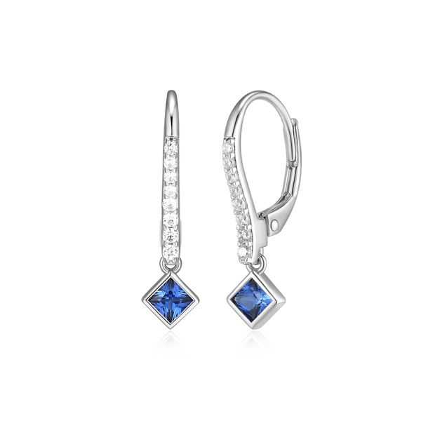 1/3CTW 925 Sterling Silver  Lab Grown  Blue Sapphire PC & Lab-Created Diamond Lever back Dangle Earrings GH,SI The Ring Austin Round Rock, TX