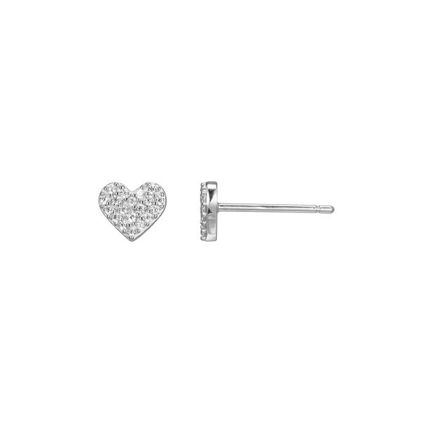 1/8CTW 925 Rhodium-Plated Sterling Silver  Heart Stud Earrings The Ring Austin Round Rock, TX