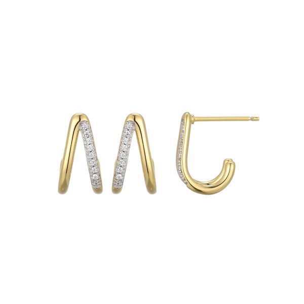 1/20CTW 925 14K YG Plated & Rhodium Sterling Silver Split Hoop Lab-Created Diamond Huggie Stud Earrings The Ring Austin Round Rock, TX