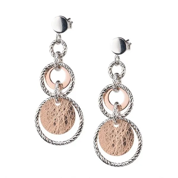 SS Rose Gold Plated Deidra Circle Drop Post Earrings The Ring Austin Round Rock, TX