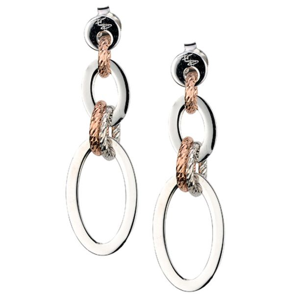 SS Rose Gold Plated Double Oval Drop Earrings The Ring Austin Round Rock, TX