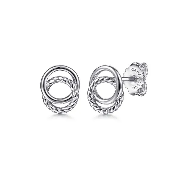 925 Sterling Silver Twisted Rope Double Circle Stud Earrings The Ring Austin Round Rock, TX