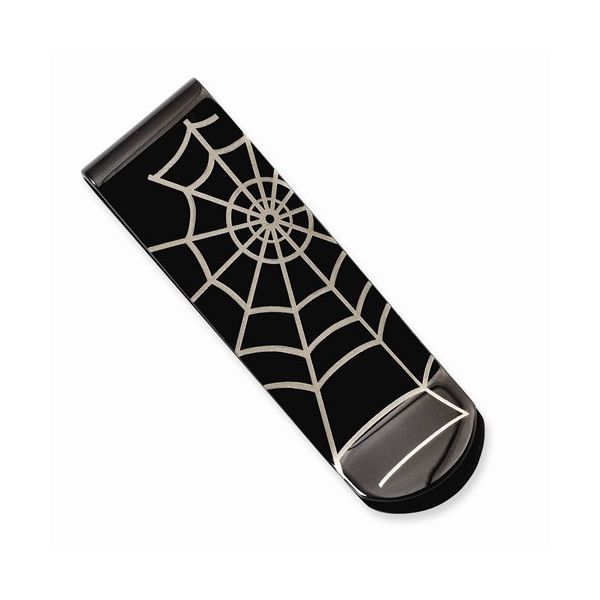 Stainless Black Spider Web Money Clip The Ring Austin Round Rock, TX