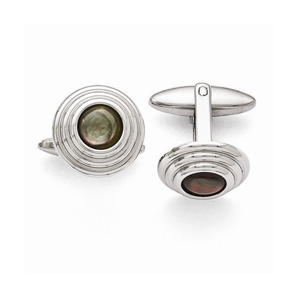 Stainless Steel Black MOP Cuff Links The Ring Austin Round Rock, TX
