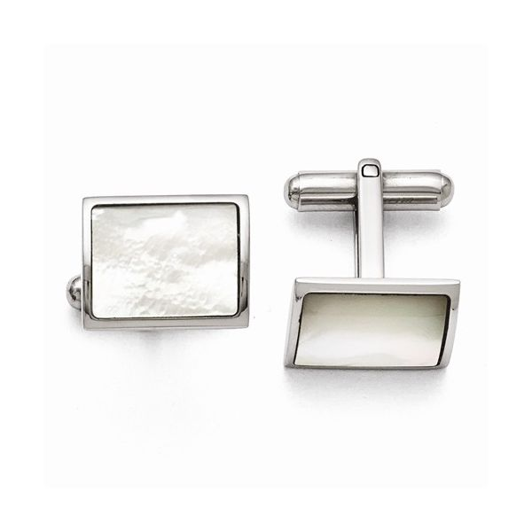 Stainless Steel White MOP Cuff Links The Ring Austin Round Rock, TX