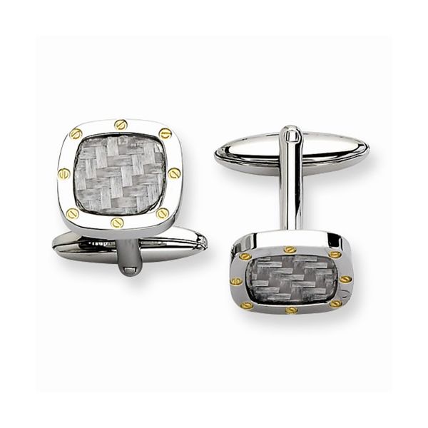Stainless Steel Grey Carbon Fiber Cuff Links The Ring Austin Round Rock, TX