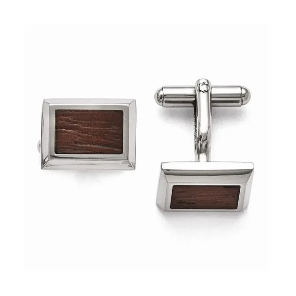 Stainless Steel Wood Inlay Cuff Links The Ring Austin Round Rock, TX