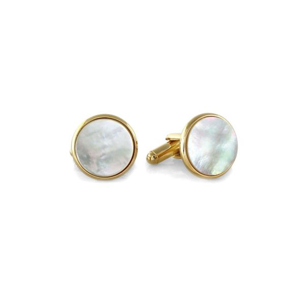 Round Mother Of Pearl Gold Plated Cuff Links The Ring Austin Round Rock, TX