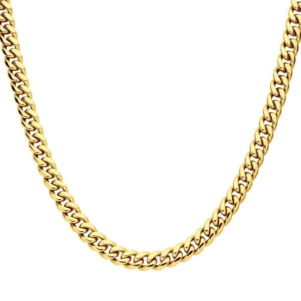 Stainless Steel Gold Plated Cuban Chain With Lab Grown Diamonds On Box Clasp The Ring Austin Round Rock, TX
