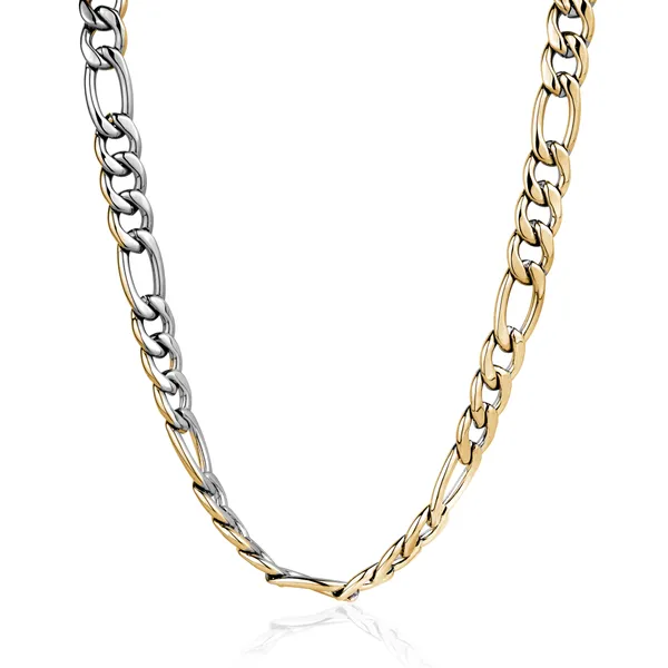 Reversible Yellow Gold Ion Plated Stainless Steel Figaro Chain The Ring Austin Round Rock, TX