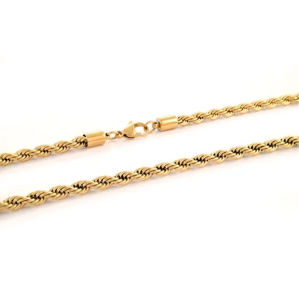 Yellow Gold Plated Stainless Steel 6MM Rope Chain Image 3 The Ring Austin Round Rock, TX