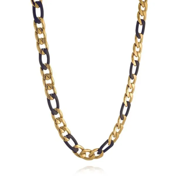 Stainless Steel Yellow Gold/ Black Plated Large Curb Chain Necklace The Ring Austin Round Rock, TX