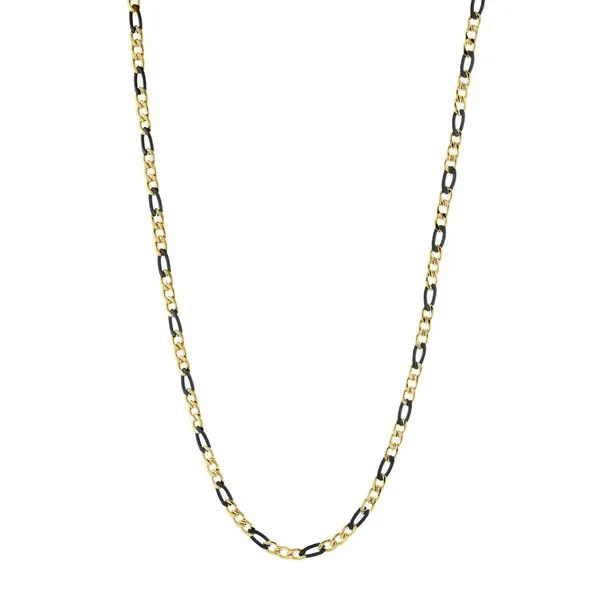 Two Tone Black/Yellow Ion-Plated Stainless Steel Figaro Chain The Ring Austin Round Rock, TX
