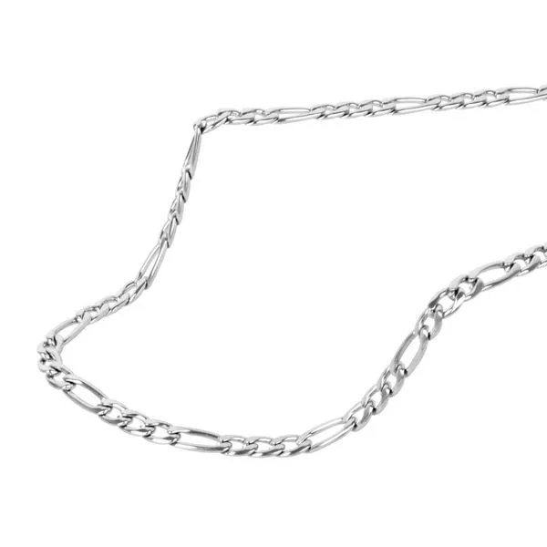 Stainless Steel 3.7mm Figaro Polished Chain Necklace Length 24
