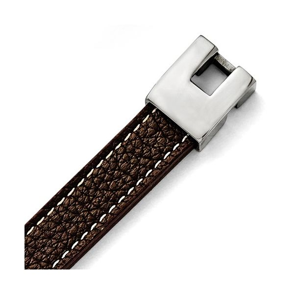 Polished Mens Leather Bracelet