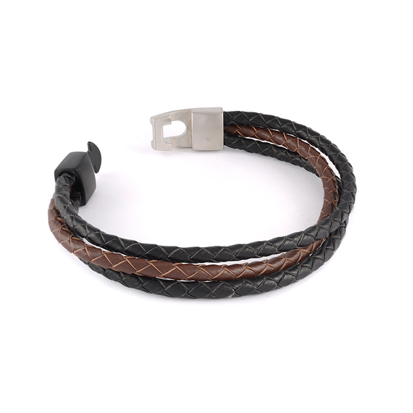 SS Wh-Bk clasp black-brown leather 3-strand bracelet The Ring Austin Round Rock, TX