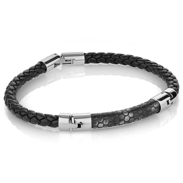 Black Woven Leather Bracelet with Gunmetal Steel Design The Ring Austin Round Rock, TX