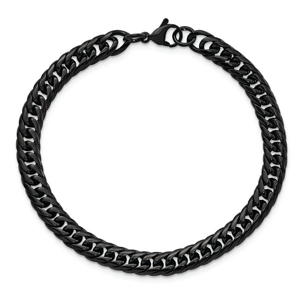 9IN Stainless Steel Polished Black IP-Plated Curb Chain Bracelet Image 2 The Ring Austin Round Rock, TX