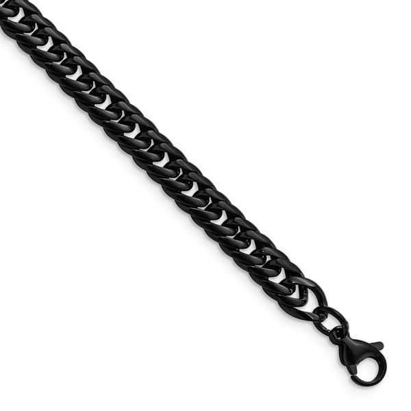 9IN Stainless Steel Polished Black IP-Plated Curb Chain Bracelet The Ring Austin Round Rock, TX