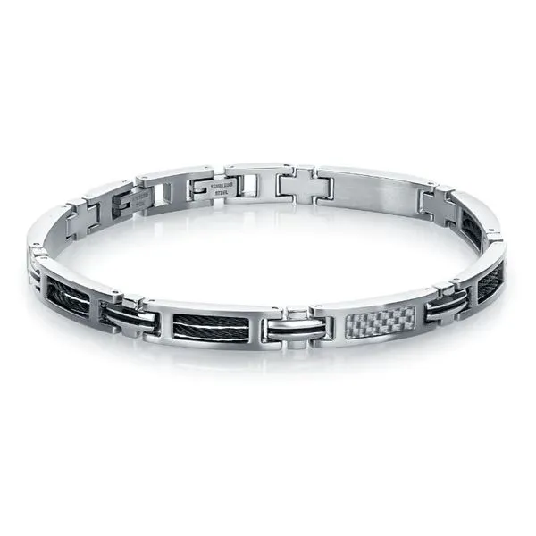Stainless Steel Yellow Plated 6mm Carbon Fiber/Cable Bracelet 8''-8.50'' The Ring Austin Round Rock, TX