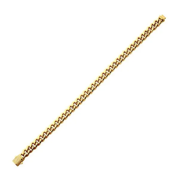 Stainless Steel 18K Gold IP Double Tab Box Clasp With Lab Grown Diamonds Miami Cuban Chain Bracelet The Ring Austin Round Rock, TX