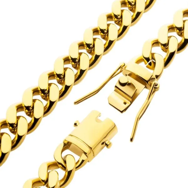 18K Gold IP Miami Cuban Chain with Box Clasp Bracelet Image 2 The Ring Austin Round Rock, TX