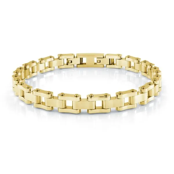 GOLD-IP-S.STEEL BIKE-LINK BRUSHED-POLISHED 8+0.5