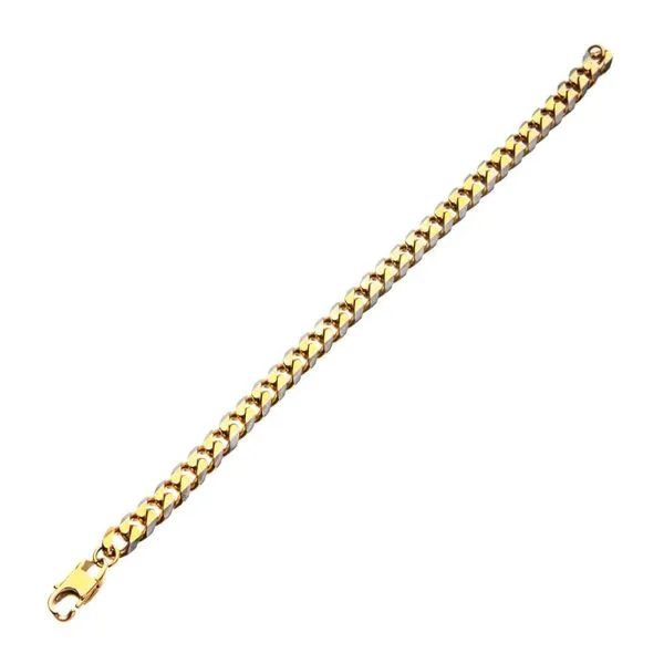 Stainless Steel Gold Plated Diamond Cut Curb 8mm Chain with Lobster Clasp Bracelet 8.5'' Image 3 The Ring Austin Round Rock, TX