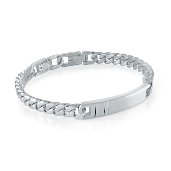 Stainless Steel Engravable ID Curb Link Bracelet Width 8mm Adjustable Length 8''-9'' The Ring Austin Round Rock, TX