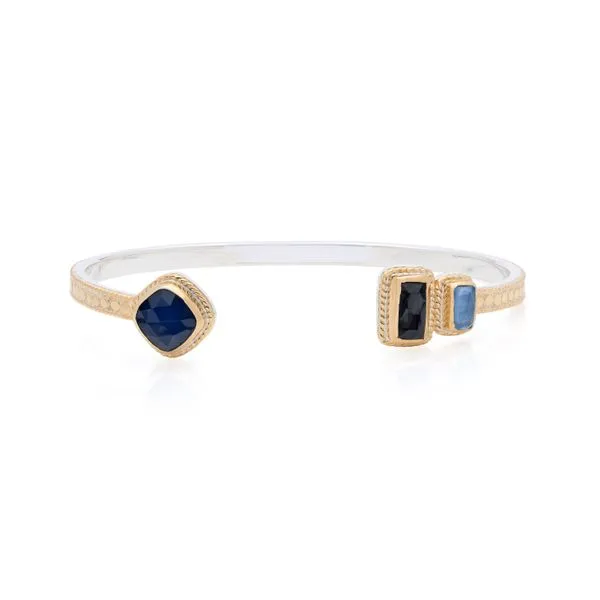 SS Hematite/Blue Sapphire Open Cuff The Ring Austin Round Rock, TX