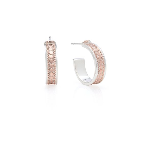 Rose Gold Plated Silver Hoop Post Earrings The Ring Austin Round Rock, TX