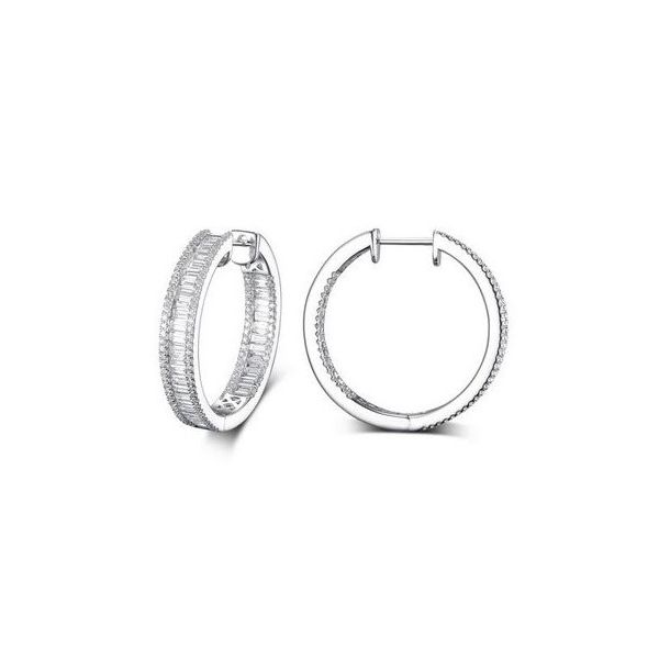 2 1/4ctw CTW 14k WG Mined Diamond Hoops Earrings baguettes and rounds The Ring Austin Round Rock, TX