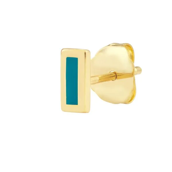 14K YG Turquoise Enamel Bar Stud Earrings Image 3 The Ring Austin Round Rock, TX