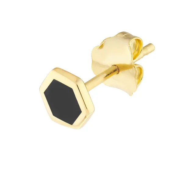 14K YG Black Hexagon Shaped Studs Image 3 The Ring Austin Round Rock, TX