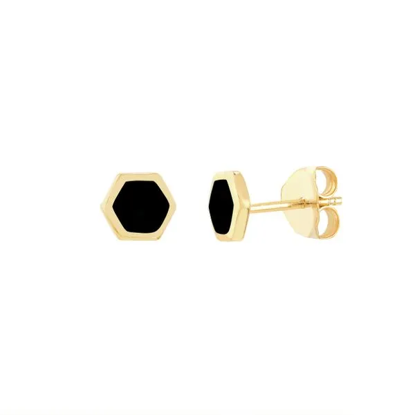 14K YG Black Hexagon Shaped Studs The Ring Austin Round Rock, TX