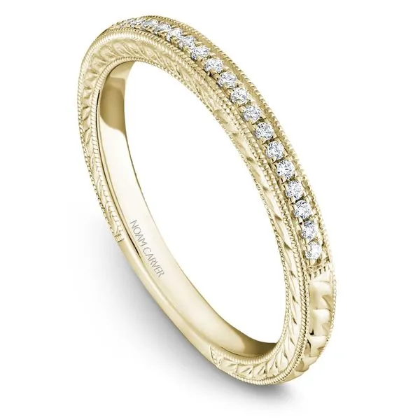 1/10CTW 14K YG Mined Pave Diamonds with Engraved Side Detail Wedding Band The Ring Austin Round Rock, TX